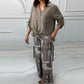 🌷Frühling Hot Sale 49% Rabatt🍃Damenmode Lockeres Cardigan-Shirt & Hose mit hoher Taille Zweiteiliges Set