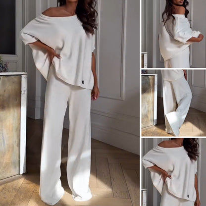 💕Limitierter Verkauf 50 % Rabatt💕Damen-Freizeit-Zweiteiler: One-Shoulder-Oberteil & Hose