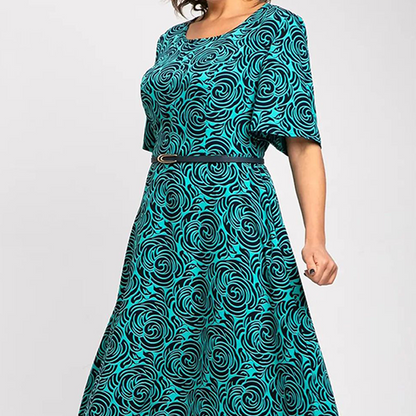 🌸Sommer-Hot-Sale - 50% Rabatt🌸2025 Elegantes Maxikleid mit Gürtel und Print