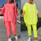 🎁💃Begrenzte Zeit 50% Rabatt💥Rundhalsausschnitt mit Schlitz. Fluoreszierender Freizeitanzug für Damen