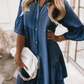 ⏳Begrenzte Zeit 50% Rabatt💥👗Sommerkleid mit Rüschenbesatz und V-Ausschnitt – Leichter Denim-Look