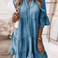 ⏳Begrenzte Zeit 50% Rabatt💥👗Sommerkleid mit Rüschenbesatz und V-Ausschnitt – Leichter Denim-Look