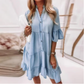 ⏳Begrenzte Zeit 50% Rabatt💥👗Sommerkleid mit Rüschenbesatz und V-Ausschnitt – Leichter Denim-Look
