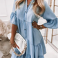 ⏳Begrenzte Zeit 50% Rabatt💥👗Sommerkleid mit Rüschenbesatz und V-Ausschnitt – Leichter Denim-Look