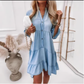 ⏳Begrenzte Zeit 50% Rabatt💥👗Sommerkleid mit Rüschenbesatz und V-Ausschnitt – Leichter Denim-Look