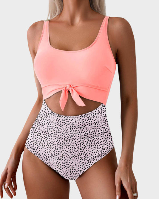 🏖️2025 Sommer-Hot-Sale - 50% Rabatt💓🩱Einteiliger Badeanzug mit gerafftem Knoten und Bauchkontrolle