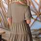 🌸2025 Zeitlich begrenzter Verkauf – 50 % Rabatt🌸👚Damen-Stufenkleid mit Rüschenbesatz und V-Ausschnitt