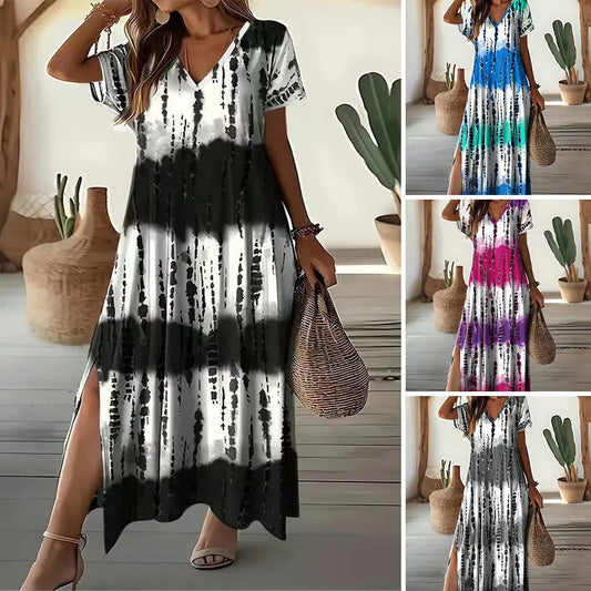 🏖️🌸Sommer Heiß Verkauf 60% Rabatt💃Kausal V-Ausschnitt Gradient Kleid für Damen