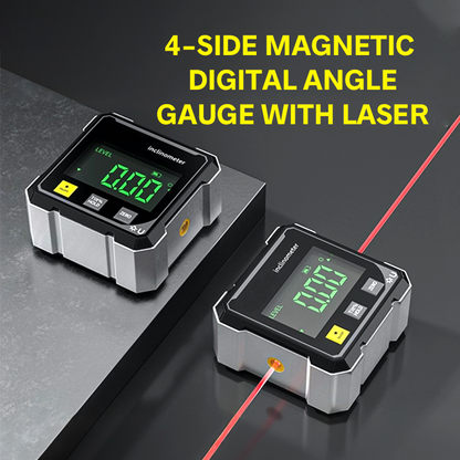 🌞Sommer-Schnäppchen 50% Rabatt🔥📐4-seitiger magnetischer digitaler Winkelmesser mit Laser