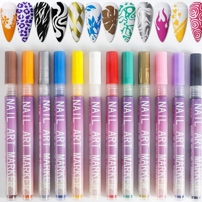 🎁Heißer Verkauf – 50 % Rabatt!💅🎨12 Farben Nagelkunst-Stifte-Set für kreative Designs