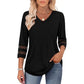❤️Sommer-Hot-Sale 50% Rabatt🌞 Damen V-Ausschnitt Top mit 3/4-Ärmeln – Atmungsaktiv, Bequem & Vielseitig Kombinierbar