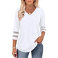 ❤️Sommer-Hot-Sale 50% Rabatt🌞 Damen V-Ausschnitt Top mit 3/4-Ärmeln – Atmungsaktiv, Bequem & Vielseitig Kombinierbar