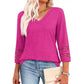 ❤️Sommer-Hot-Sale 50% Rabatt🌞 Damen V-Ausschnitt Top mit 3/4-Ärmeln – Atmungsaktiv, Bequem & Vielseitig Kombinierbar
