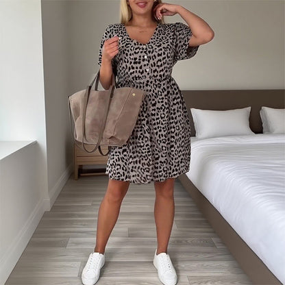 🔥Sommer-Hot-Sale 50% Rabatt❤️Lässiges Damenkleid mit V-Ausschnitt und kurzen Ärmeln
