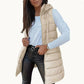 ⏰50 % RABATT🔥Lange Daunenweste für Damen 👗 | Einfarbig | Ärmellos | Mit Kapuze | Winterkleidung 💕