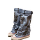 🎁2025 Herbst-Neuheiten: 50 % Rabatt 👢✨Flache Retro-Stiefel aus Canvas mit mittlerem Schaft für Damen