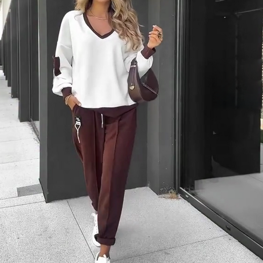 ❤️ LETZTER TAG DER AKTION – 50 % RABATT ❤️ Farbblock-Pullover mit Kapuze und Jogginghose im Set