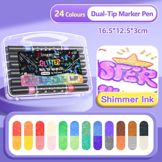 🎁🔥Weihnachtsangebot  50 % RABATT🎨✨Dual-Tip Glitter Marker Pen✨