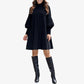 🎁💓2025 Neues Design 50 % Rabatt🍁Elegantes Schwarzes Plisseekleid für Damen mit Laternenärmeln
