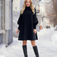 🎁💓2025 Neues Design 50 % Rabatt🍁Elegantes Schwarzes Plisseekleid für Damen mit Laternenärmeln