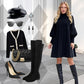 🎁💓2025 Neues Design 50 % Rabatt🍁Elegantes Schwarzes Plisseekleid für Damen mit Laternenärmeln