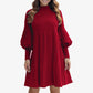 🎁💓2025 Neues Design 50 % Rabatt🍁Elegantes Schwarzes Plisseekleid für Damen mit Laternenärmeln