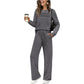 🔥LETZTER TAG 60 % RABATT💓Set aus Damen-Oberteil mit Rundhalsausschnitt und Hose mit Kordelzug🌟💯