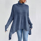 🏆Letzter Tagesverkauf, 50 % RABATT!!💖Modischer Damenpullover in Volltonfarbe mit überschnittener Schulter, hohem Halsausschnitt und grobem Strick