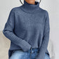 🏆Letzter Tagesverkauf, 50 % RABATT!!💖Modischer Damenpullover in Volltonfarbe mit überschnittener Schulter, hohem Halsausschnitt und grobem Strick