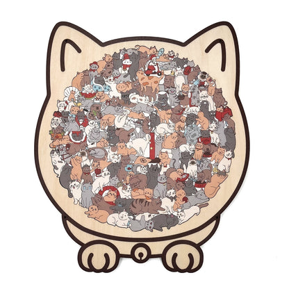 🎁Weihnachtsverkauf 60% RABATT🎅135-teiliges Katzenförmiges Holzpuzzle in Morandi-Farben😸💝