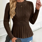 🎁Schwarzer Freitag-Ausverkauf - 49% Rabatt💝Damen Pullover mit grobem Strick, Rundhalsausschnitt und Peplum-Saum