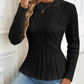 🎁Schwarzer Freitag-Ausverkauf - 49% Rabatt💝Damen Pullover mit grobem Strick, Rundhalsausschnitt und Peplum-Saum