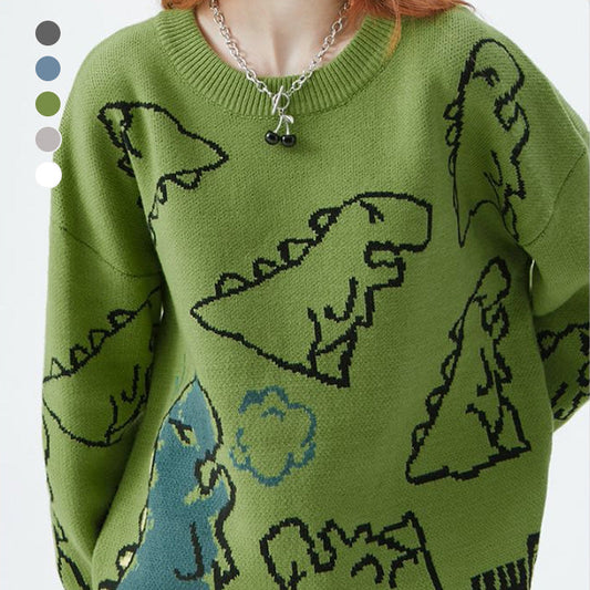 🎁Black Friday Sale – 50 % Rabatt😍🦖Retro-Strickpullover mit Dinosauriermotiv