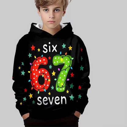 🎁🎅Weihnachtsangebot 2025: 50% Rabatt🎄Kinder Weihnachts-Kapuzenpullover mit „67“ Grafik-Print🌟
