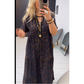 💞Neuankunft 60% Rabatt👗Damen V-Ausschnitt Leopard Druck Maxi Kleid mit kostenloser Halskette📿💎
