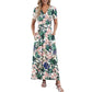 👗2026 Summer Hot Sale 49% OFF🌈 Women's V neck Ankle Length Floral Print Beach Long Flowy  Maxi Dress with Pockets🎀