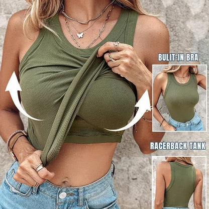 ☀️🔥SOMMER-DEAL -50% ! 🥰Geripptes Tanktop mit integriertem BH – Unsichtbarer Halt Maximaler Komfort · Weicher Stoff · Perfekte Passform für jeden Tag ✨