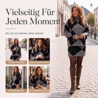 🎉⌛Neu–50% Rabatt für kurze Zeit!🎁🧥Damen Argyle-Strickpullover & Rock-Set