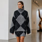 🎉⌛Neu–50% Rabatt für kurze Zeit!🎁🧥Damen Argyle-Strickpullover & Rock-Set